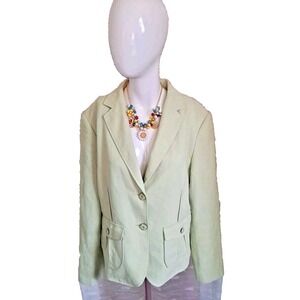 Conrad C Collection Blazer Sz. 16 Lime Green Linen Look Two Button Pockets Lined